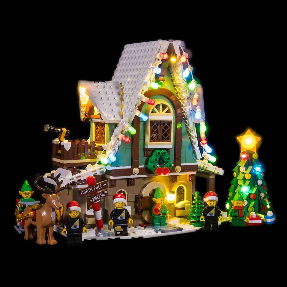 LEGO-Compatible Christmas Elf Magic House with LED Light