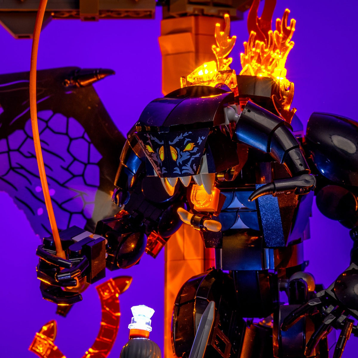 Glowing illuminated Balrog inside LEGO® The Lord of the Rings: Balrog Book Nook