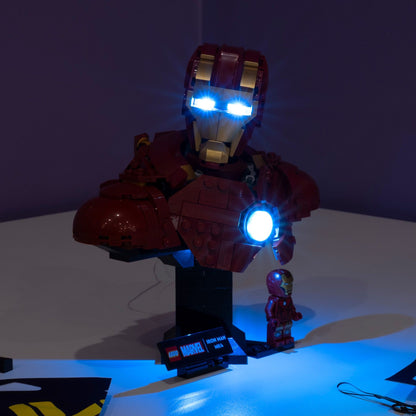 LEGO® Iron Man MK4 Bust #76327 DIY Light Bundle
