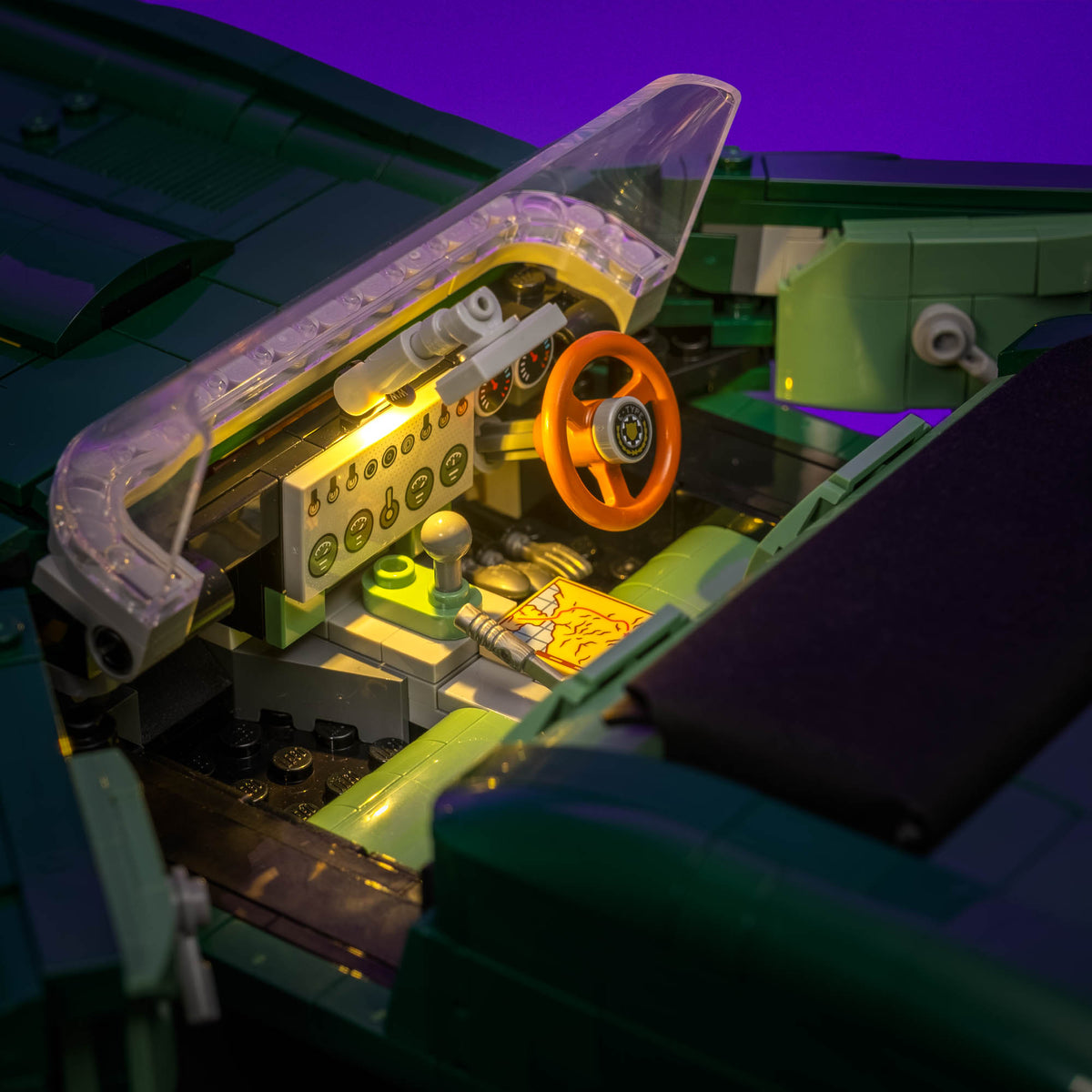 Habitacle illuminé en blanc chaud de LEGO® Icons Jaguar E-Type