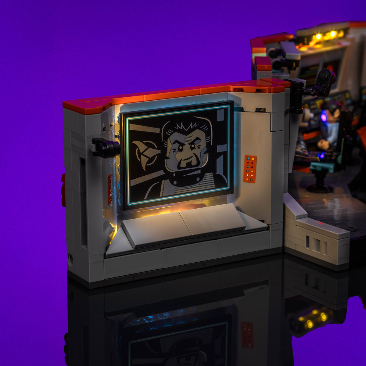 Blue illuminated main viewscreen on LEGO® Star Trek: U.S.S. Enterprise NCC-1701 Bridge