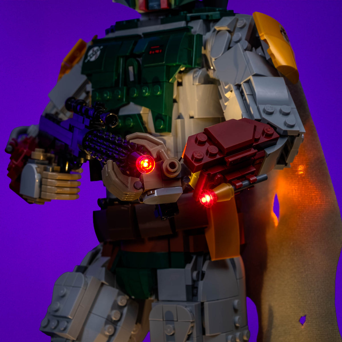 Effetti blaster rossi sulle armi del LEGO® Star Wars Boba Fett